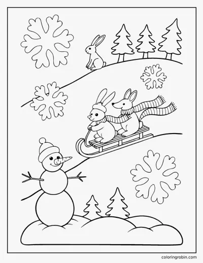 Sledding Down the Hill coloring page