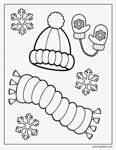 Warm Hat and Scarf coloring page