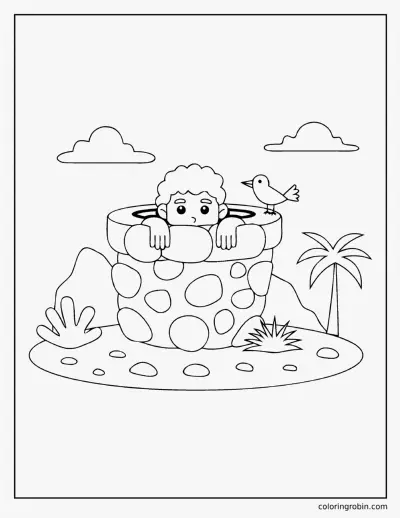 Joseph in the Well coloring page