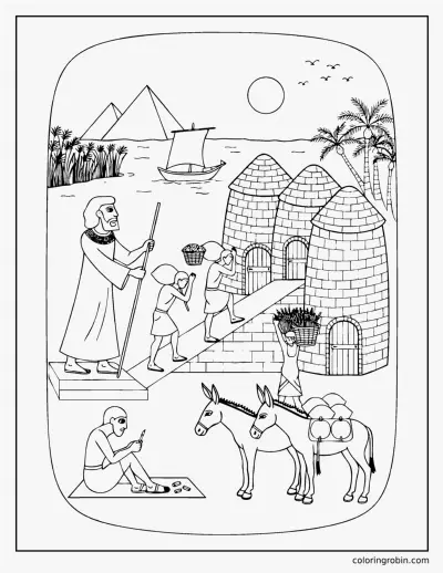 Joseph Stores Grain in Egypt coloring page