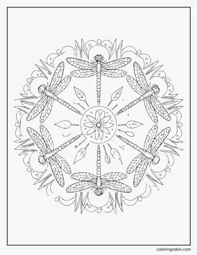 Dragonfly Mandala coloring page