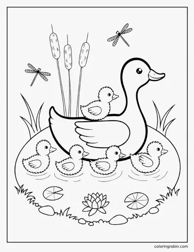 Ducks on the Pond coloring page