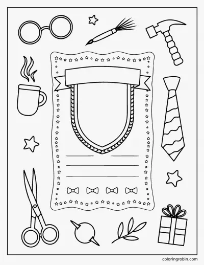Fathers Day Card to Finish coloring page