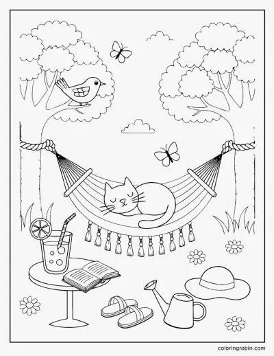 Hammock in the Shade coloring page