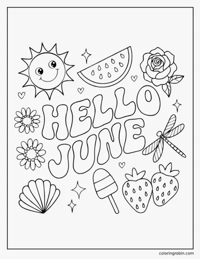Hello June coloring page