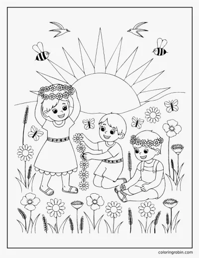 Midsummer Flower Crowns coloring page