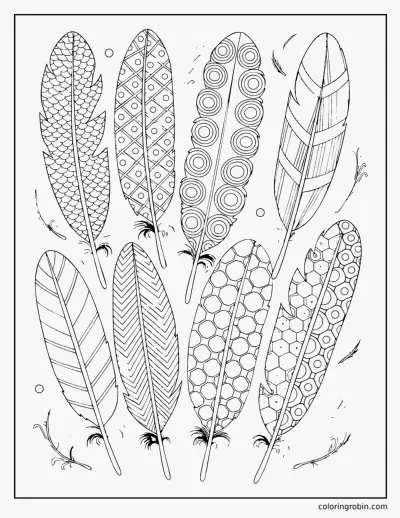 Patterned Feathers coloring page
