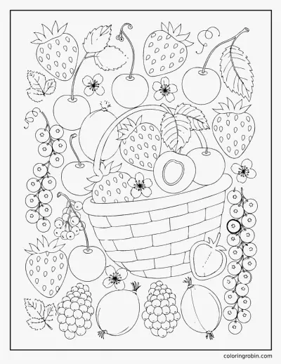 Summer Fruit Basket coloring page