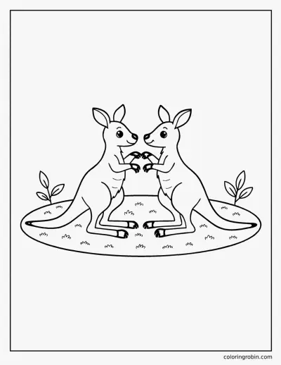 Boxing Kangaroos coloring page