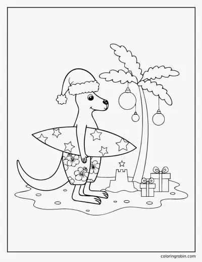 Christmas Kangaroo coloring page