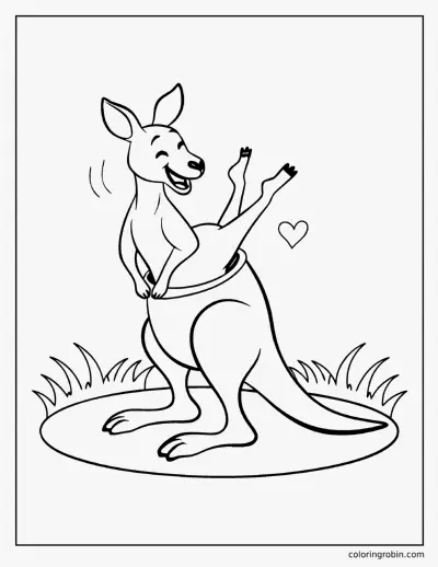 Joey Diving into the Pouch coloring page