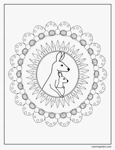 Kangaroo Mandala coloring page