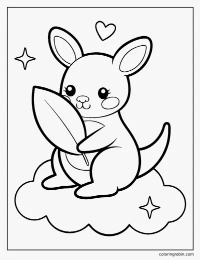 Kawaii Baby Kangaroo coloring page