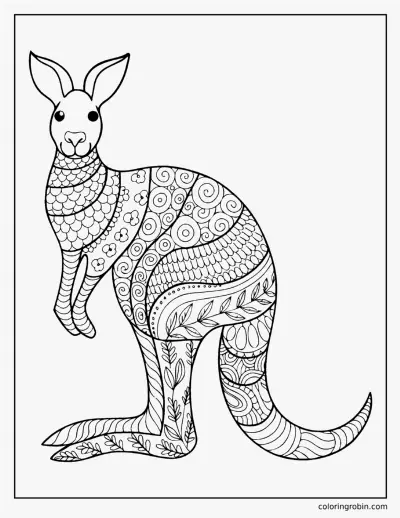 Zentangle Kangaroo coloring page