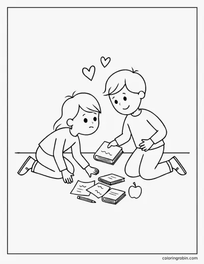 Helping a Friend coloring page