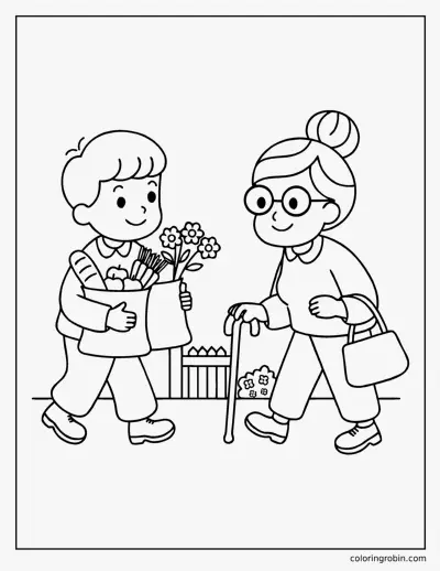Helping a Neighbour coloring page