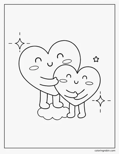 Hugging Hearts coloring page