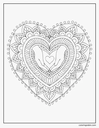 Kindness Heart Mandala coloring page