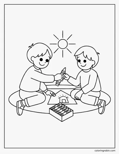 Sharing Crayons coloring page