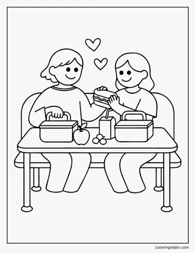 Sharing Lunch coloring page