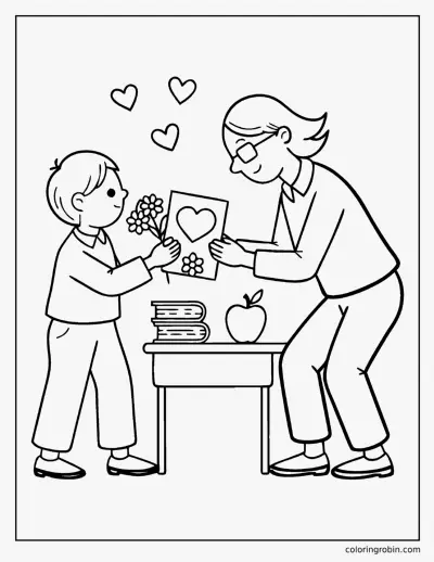 Thank You Card for the Teacher coloring page