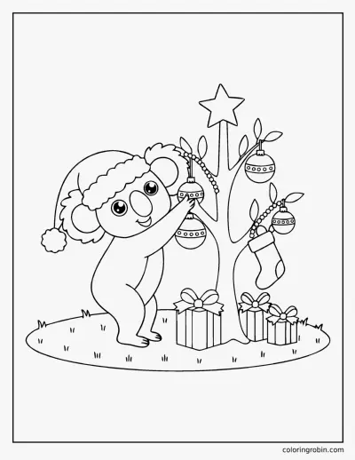 Christmas Koala coloring page