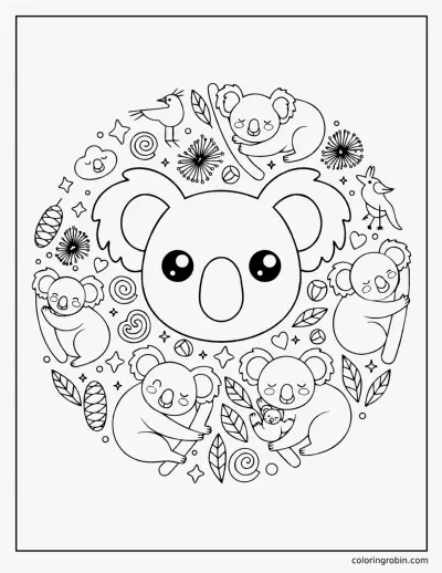 Koala Doodle Page coloring page
