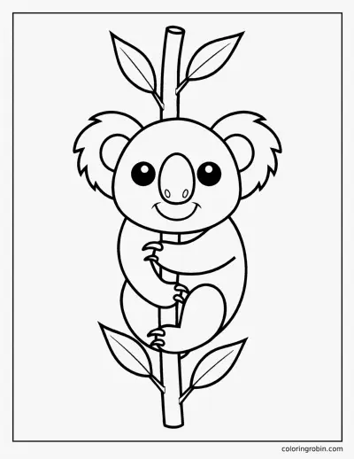 Koala Hugging a Branch coloring page