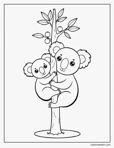 Mother Koala and Joey coloring page