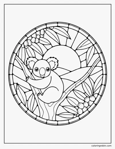 Stained Glass Koala coloring page