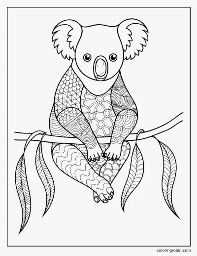 Zentangle Koala coloring page