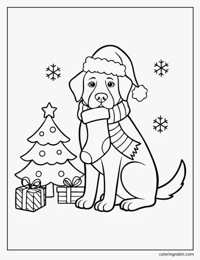 Christmas Labrador coloring page
