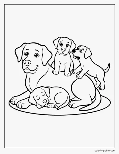 Mother Labrador and Puppies coloring page