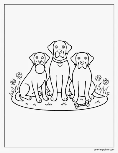 Three Labradors coloring page