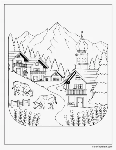 Alpine Village coloring page