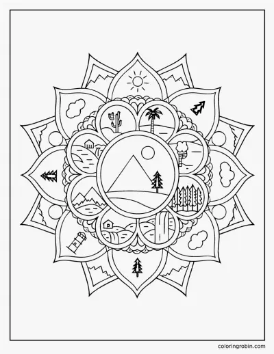 Landscape Mandala coloring page