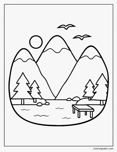 Mountain Lake coloring page