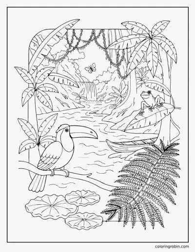 Rainforest River coloring page