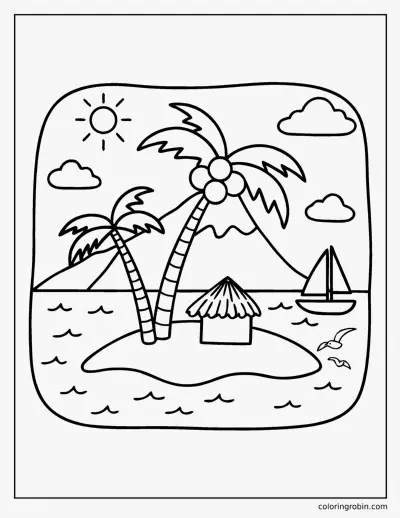 Tropical Island coloring page