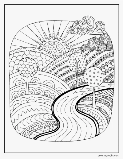 Zentangle Landscape coloring page