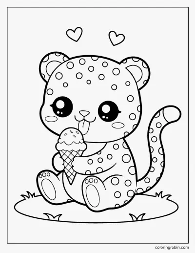 Kawaii Leopard coloring page