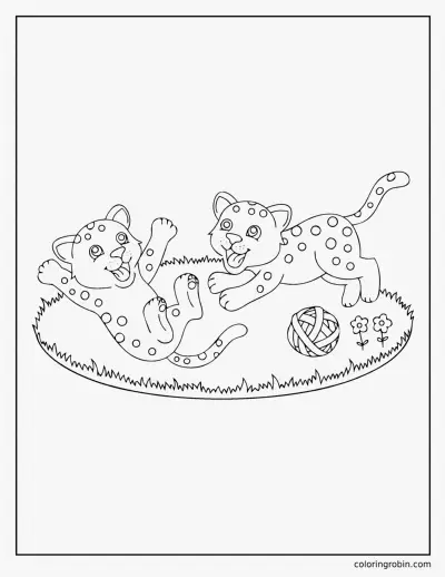 Leopard Cubs Playing coloring page