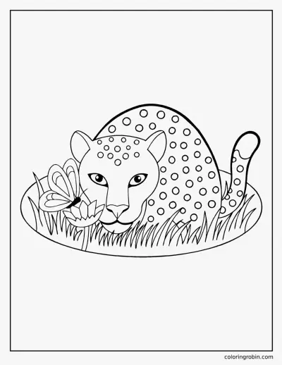 Leopard in the Grass coloring page