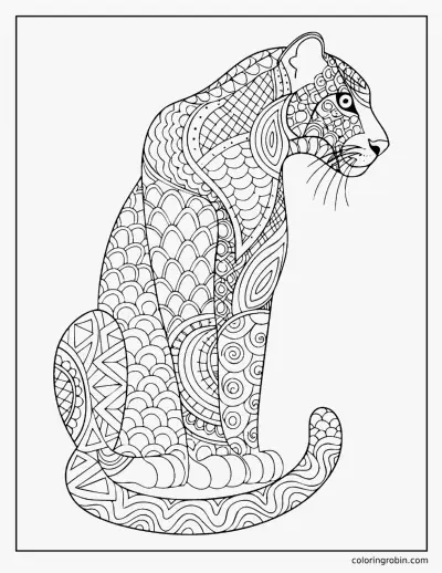 Zentangle Leopard coloring page