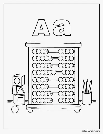 A Is for Abacus coloring page