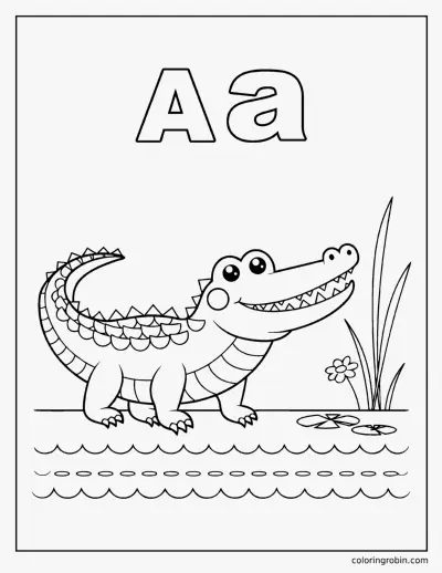A Is for Alligator coloring page