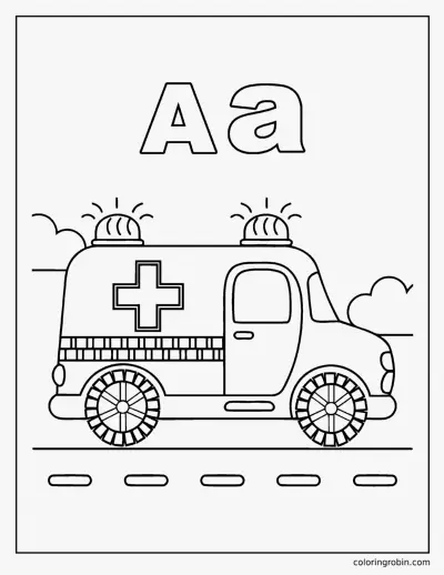 A Is for Ambulance coloring page