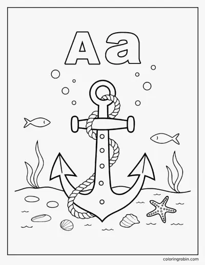 A Is for Anchor coloring page