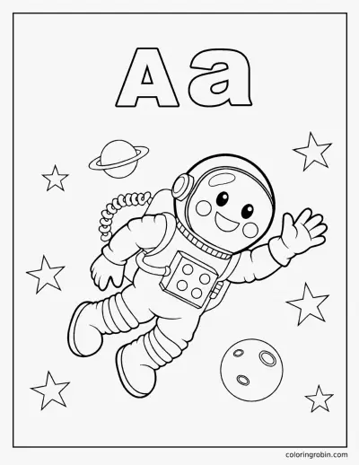 A Is for Astronaut coloring page