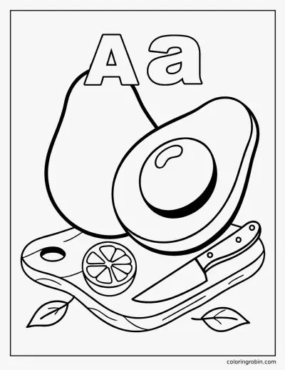 A Is for Avocado coloring page